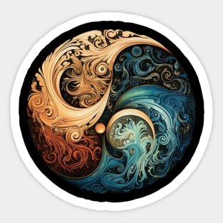 Yin Yang Elements Fire Water Earth Air Harmony Sticker